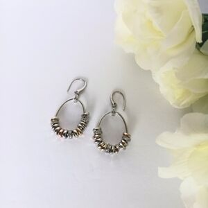 Fossil Silver and Gold Tone Charm Beaded Hoop Earrings